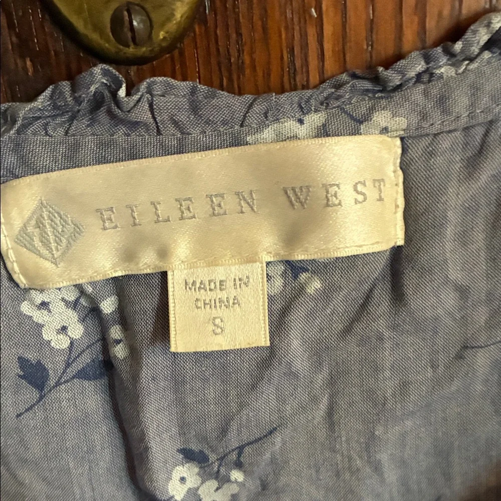 Eileen West Blue Floral Nightdress with White Blossoms